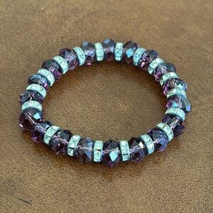 Faux Amethyst Beaded Bracelet
